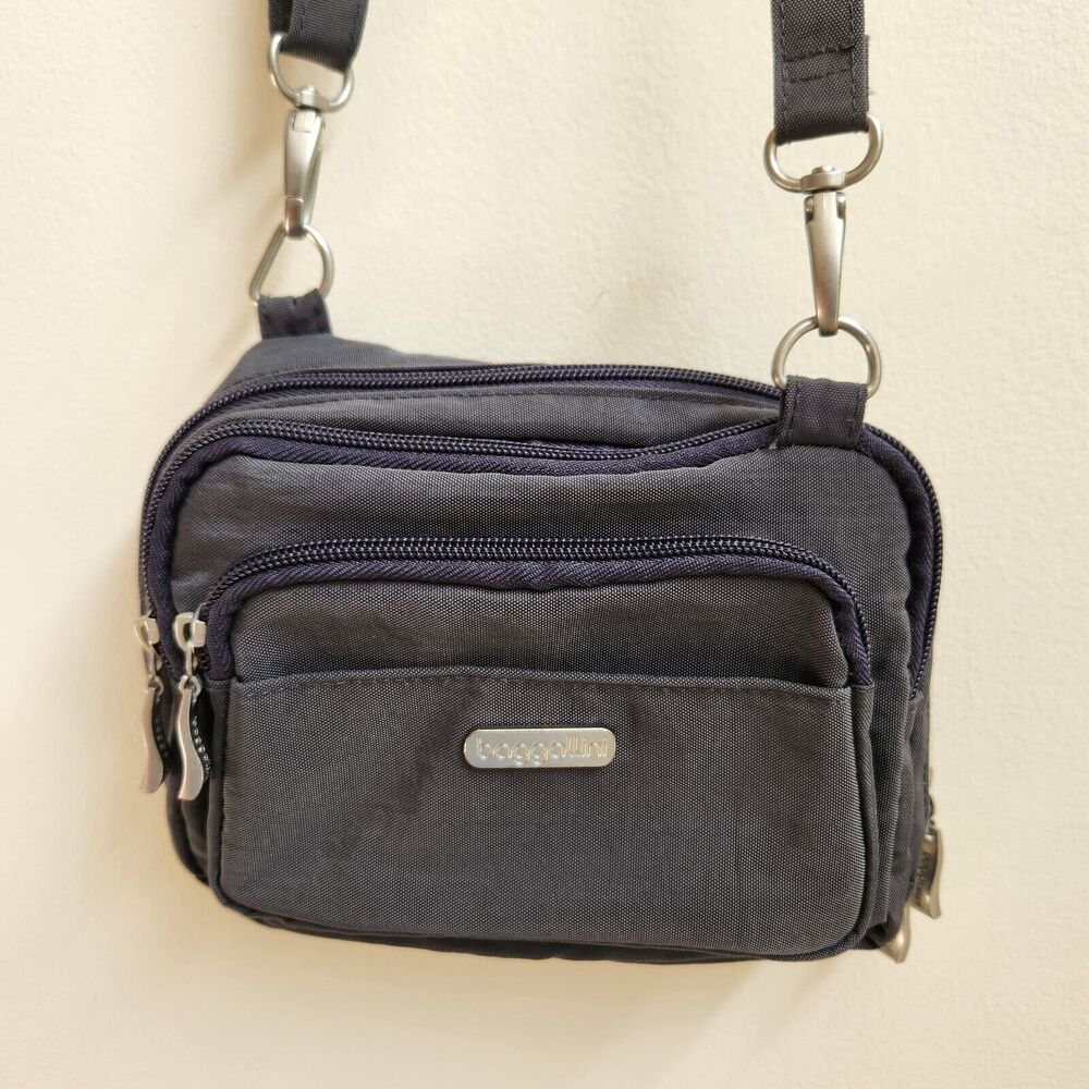 Baggallini Crossbody Bag Womens Gray Zipped Compartments Boho Travel Casual Chic